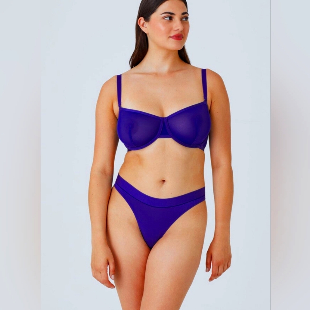 Cuup The Balconette - Mesh sheer underwire bra blue 34C